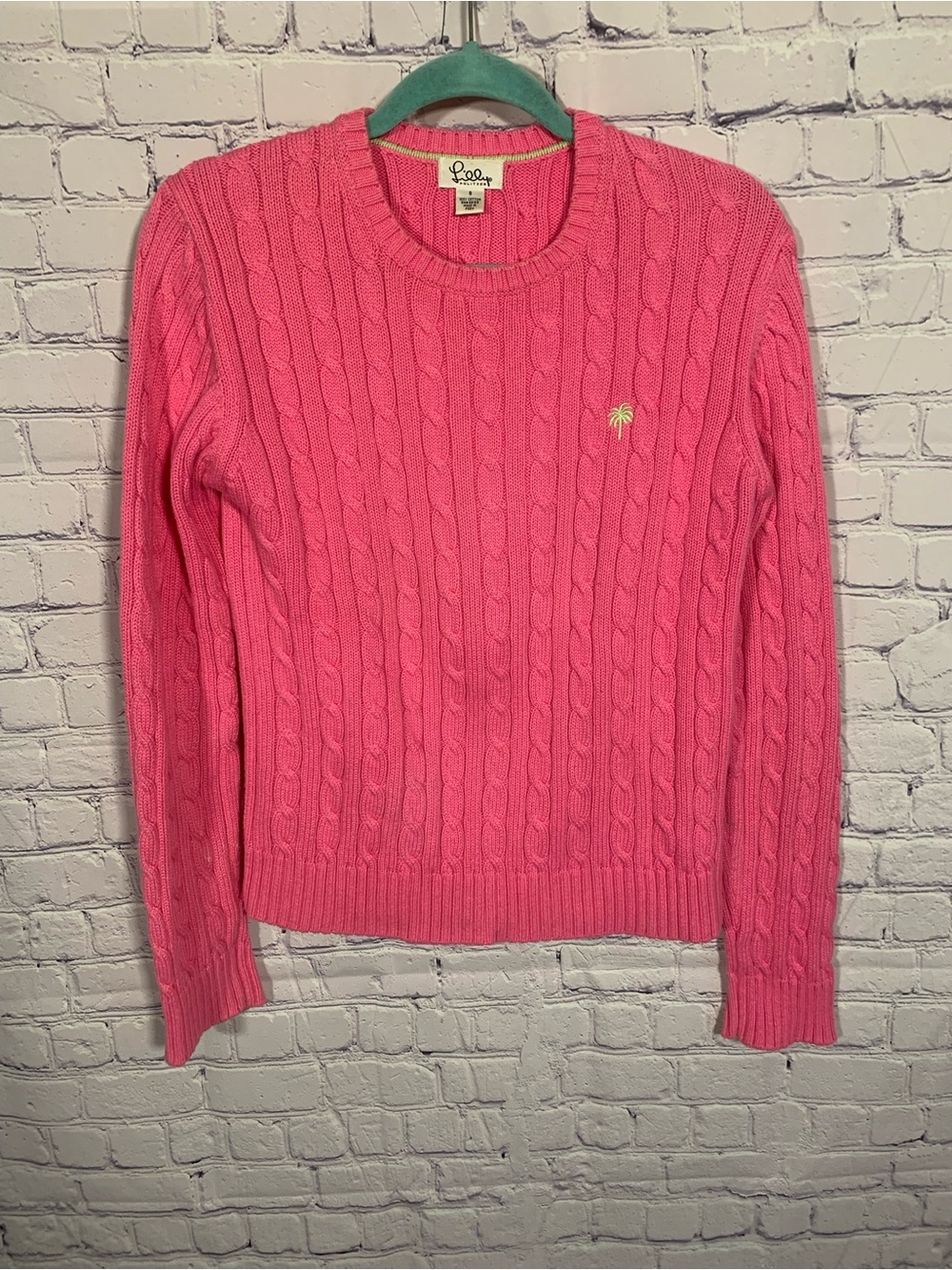 Lilly Pulitzer Womens VTG Cable Knit Sweater Pink Size S Cotton Preppy Old Money